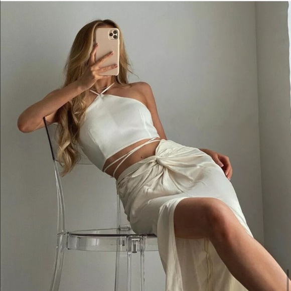 Zara satin effect knot skirt - Picture 9 of 11